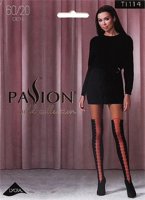 Passion Ženske tajice TI114, 60 Den, crne/crvene