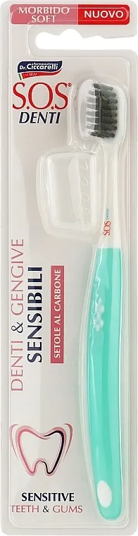 Pasta Del Capitano SOS Denti Charcoal Četkica za zube s karbonskim vlaknima, tirkizna
