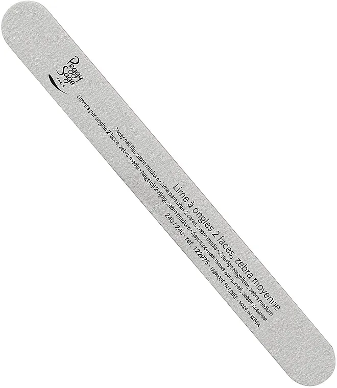 Peggy Sage 2-way Medium Washable Nail File Dvostrana turpija za nokte 240/240, zebra