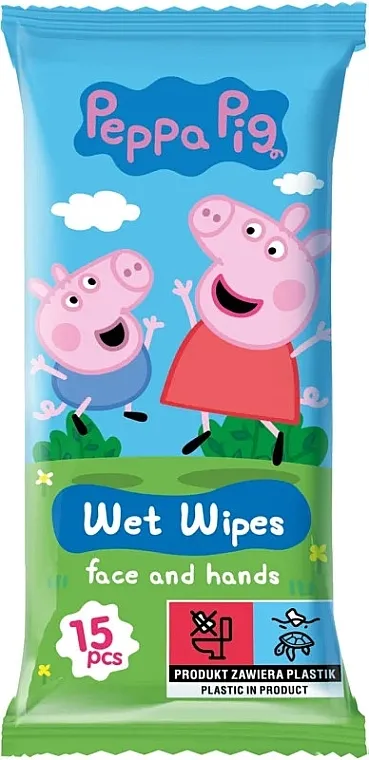 Peppa Pig Wet Wipes Face and Hands Vlažne maramice s aromom jagode, 15 kom