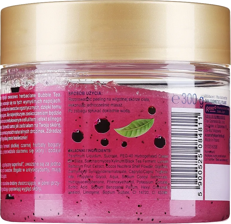 Perfecta Bubble Tea Exotic Fruits + Kombucha Tea Šećerni piling za telo "Egzotično voće + čajna pečurka"