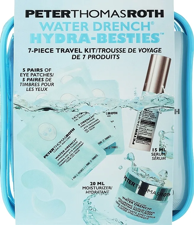 Peter Thomas Roth Water Drench Hydra-Besties (f/cr/20ml + eye/patch/10pcs + f/ser/15ml + bag) Set