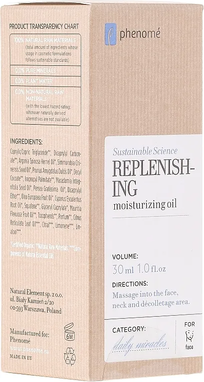 Phenome Sustainable Science Replenishing Moisturizing Oil Hidratantno ulje za lice