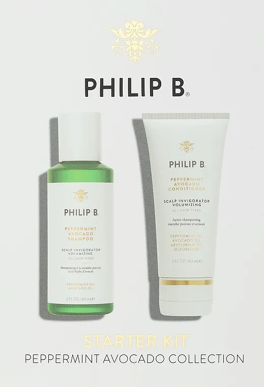 Philip B Peppermint Avocado Collection Starter Kit (shmp/60ml + cond/60ml) Set