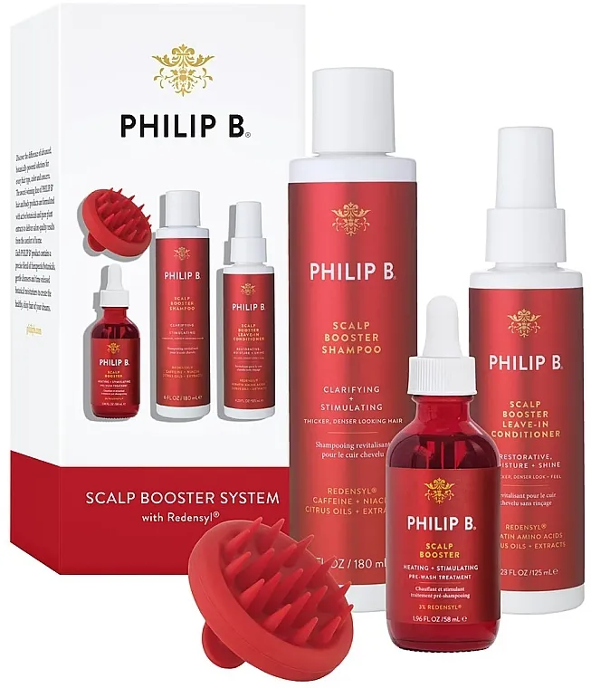 Philip B Scalp Booster System (cond/125ml + shm/180ml + booster/58ml + brush) Set