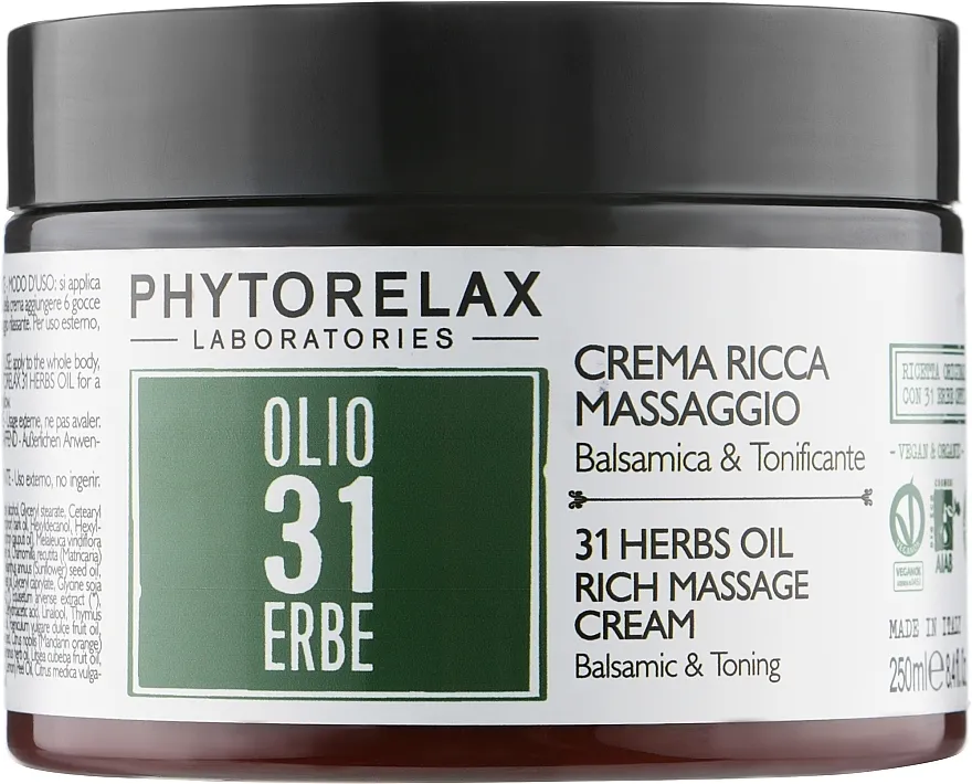 Phytorelax Laboratories 31 Herbs Rich Massage Cream Opuštajuća masažna krema za tijelo