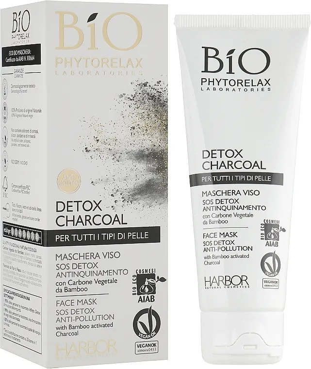 Phytorelax Laboratories Bio Phytorelax Detox Charcoal Face Mask Sos Detox Anti-Pollution Detox maska ​​za lice s aktivnim ugljenom