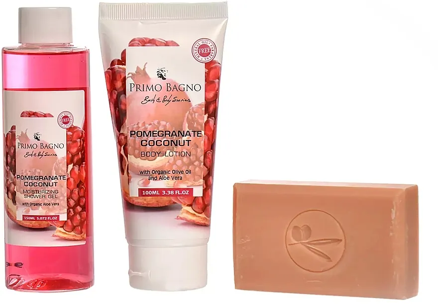 Primo Bagno Pomegranate Coconut Bath (b/lot/100ml + sh/gel/150ml + soap/100g + sponge/1pcs) Set