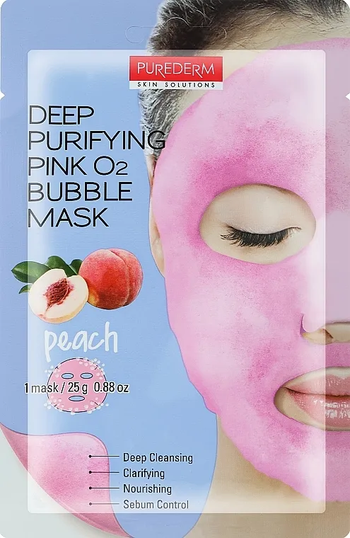 Purederm Deep Purifying Green O2 Bubble Mask Peach Penasta maska za čišćenje "Breskva"