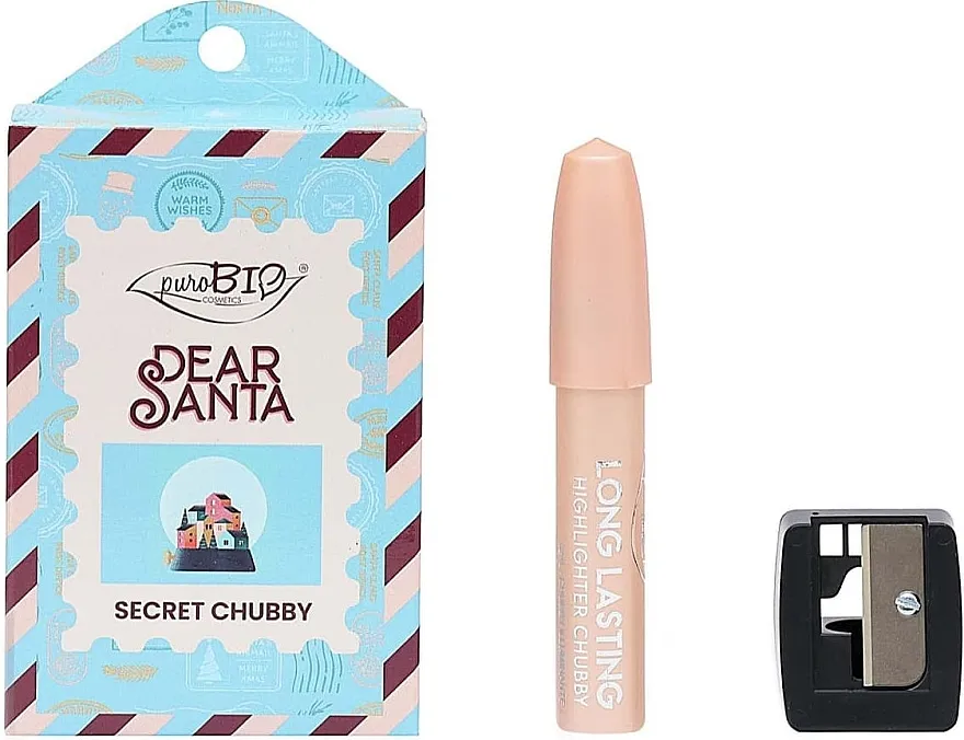 PuroBio Cosmetics Secret Chubby (highlighter/3.3g + pencil/sharpener/1pcs) Set