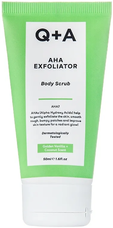 Q+A AHA Exfoliator Body Scrub Travel Size Piling za telo sa AHA kiselinama
