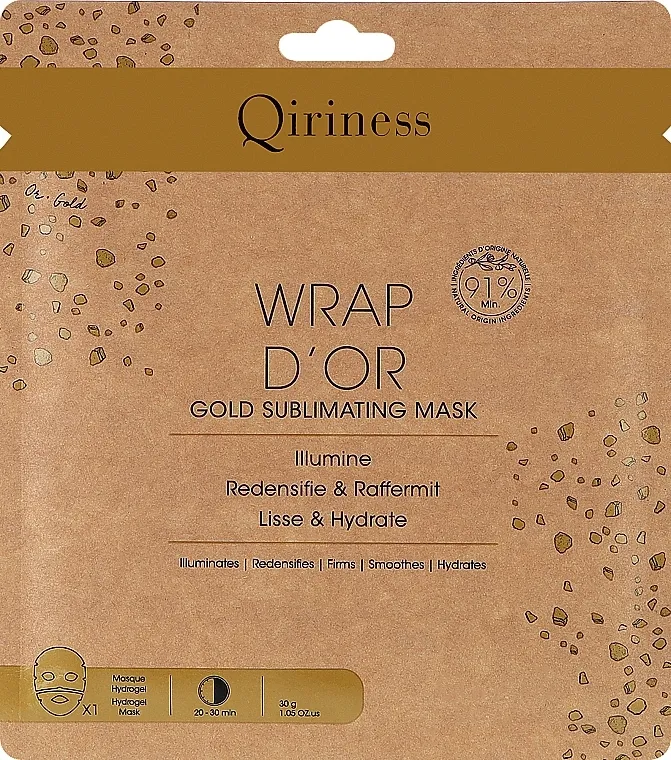 Qiriness Wrap d’Or Gold Sublimating Mask Hidrogel maska za lice sa 24-karatnim zlatom