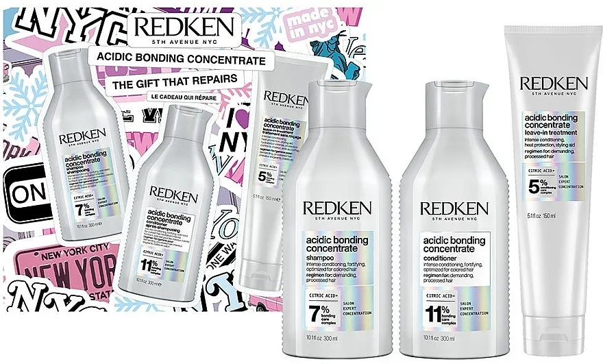 Redken Acidic Bonding Concentrate Set (shm/300ml + h/cond/300ml + h/treat/150ml)