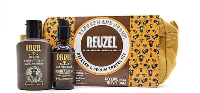 Reuzel Refresh &amp; Serum Beard Duo Travel Kit (serum/50ml + sh/100ml + bag/1pc) Set