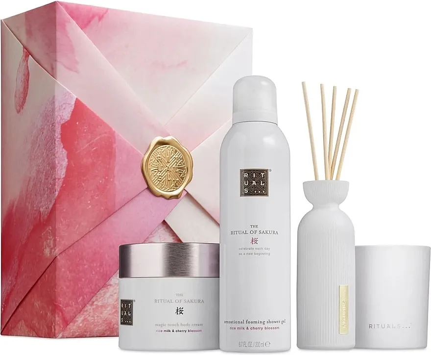 Rituals The Ritual Of Sakura Set (sh/gel/200 ml + diffuser/70 ml + b/cr/200 ml + candle/140 g)