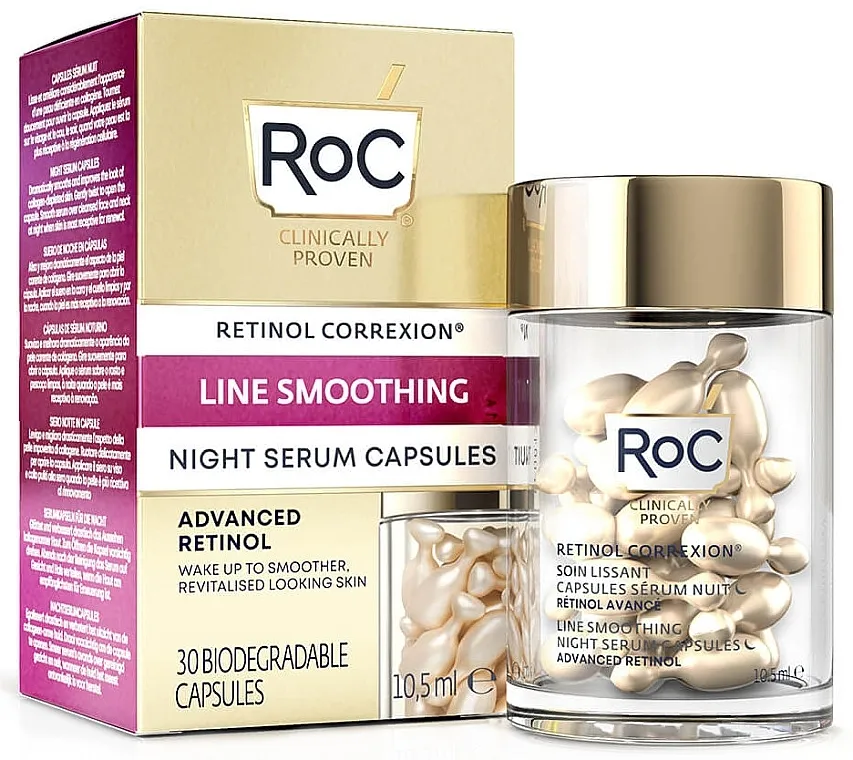 Roc Retinol Correxion Line Smoothing Night Serum Serum za lice