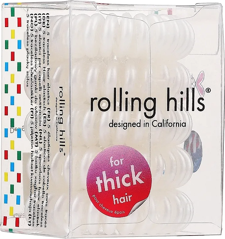 Rolling Hills 5 Traceless Hair Elastics Stronger White Gumica-narukvica za kosu, bijela