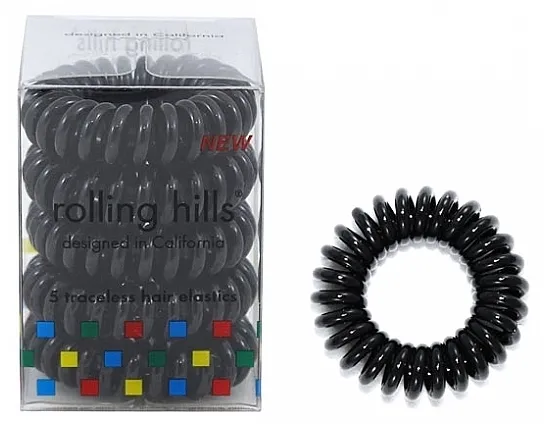 Rolling Hills 5 Traceless Hair Rings Traka za kosu, crna
