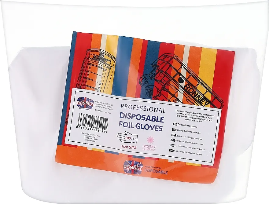 Ronney Professional Disposable Foil Gloves Jednokratne rukavice, prozirne, veličina S/M, 100 kom.