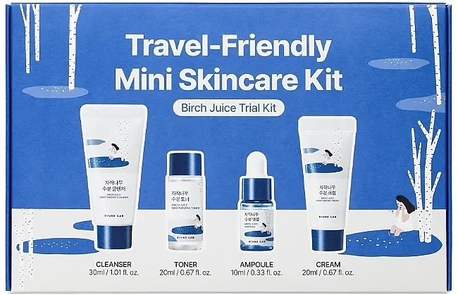 Round Lab Birch Juice Trial Kit (gel/30ml + toner/20ml + serum/10ml + cr/20ml) Set
