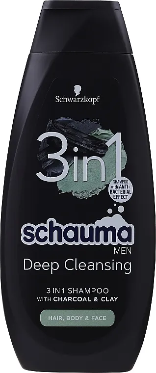 Schwarzkopf Schauma Men 3 in 1 Shampoo Šampon za muškarce "Ugljen i vulkanska glina"