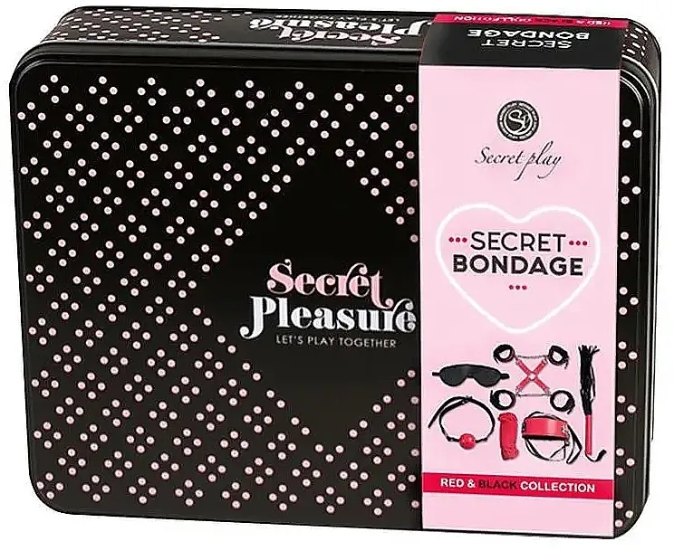 Secret Play Secret Pleasure Red &amp; Black Collection Bondage Kit Set za BDSM, 8 komada