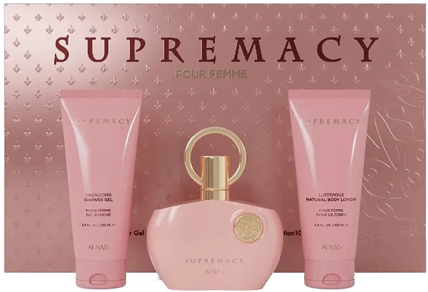 Set (edp/100ml + b/los/100ml + gel/za/tuširanje/100ml) Afnan Perfumes Supremacy Pink