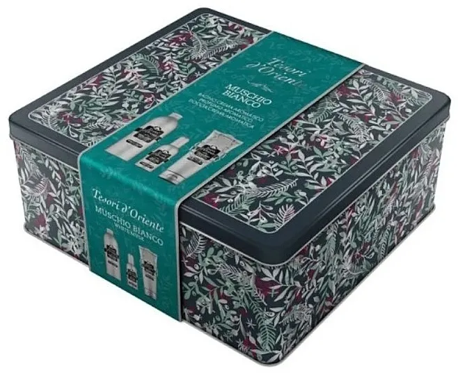 Set (edp/100ml + sh/cr/250ml + bath/cr/500ml) Tesori d`Oriente Metal Box, White Musk
