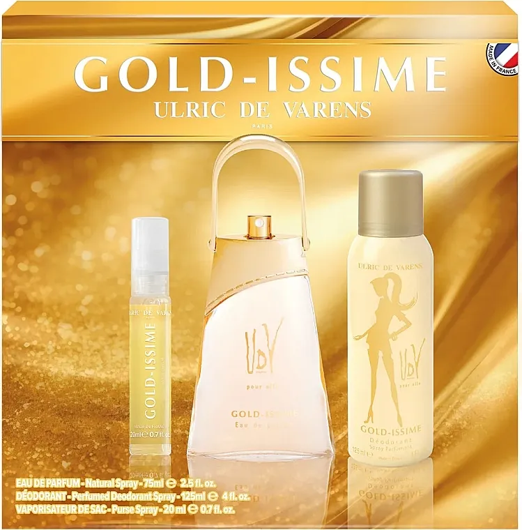 Set (edp/75 ml + edp/20 ml + deo/125 ml) Ulric de Varens Gold Issime