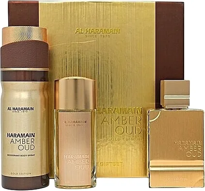 Set (edp/75ml + edp/30ml + deo/spray/200ml) Al Haramain Amber Oud Gold Edition