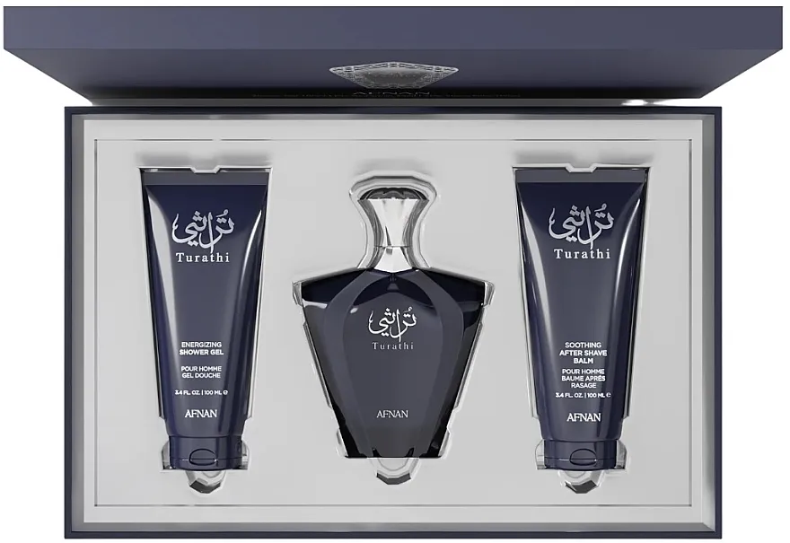 Set (edp/90ml + sh/gel/100ml + after/sh/lot/100ml) Afnan Perfumes Turathi Blue