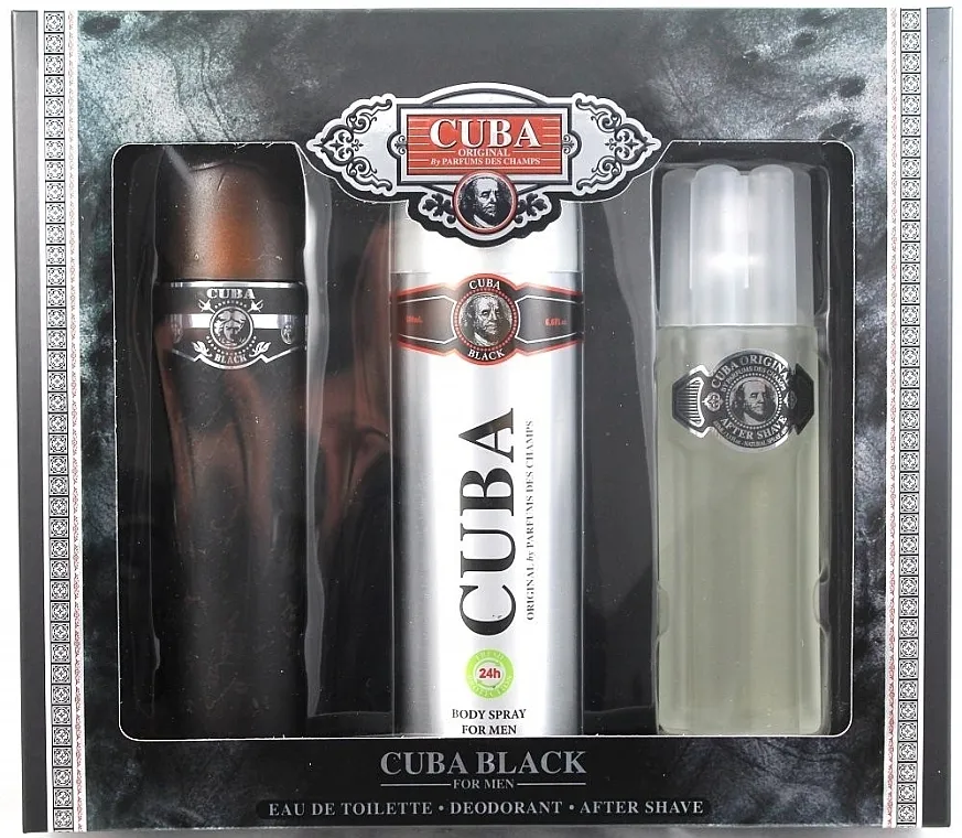 Set (edt/100 ml + deo/200 ml + ash/lot/100 ml) Cuba Cuba Black