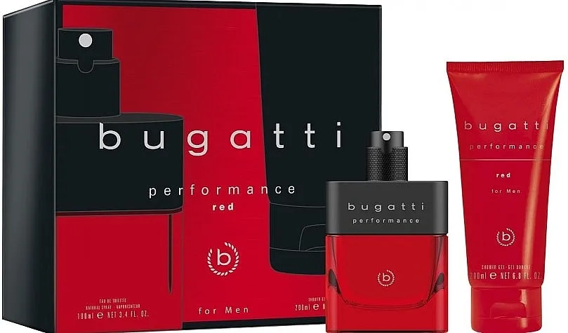 Set (edt/100ml + gel za tuširanje/200ml) Bugatti Performance Red