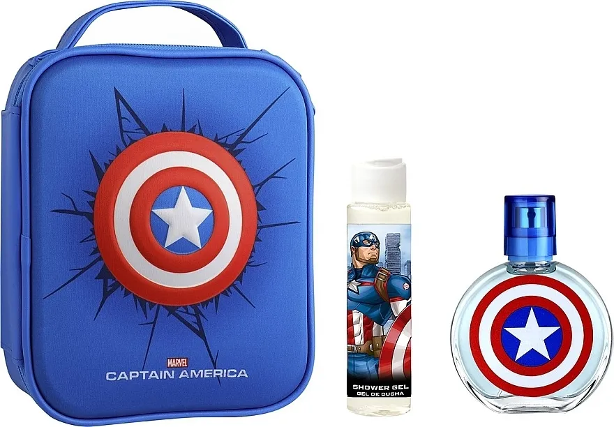 Set (edt/100ml + gel za tuširanje/75ml + torbica/1 kom) Air-Val International Marvel Captain America