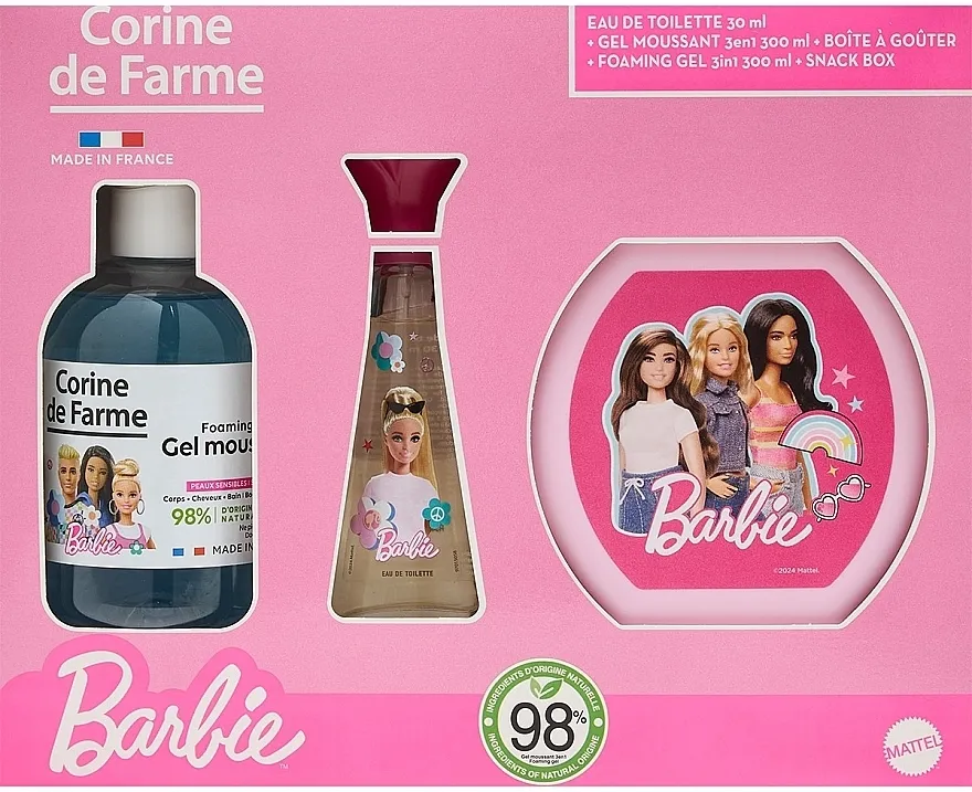 Set (edt/30ml + šampon/gel/300ml + kutija za užinu/1kom) Corine De Farme Barbie
