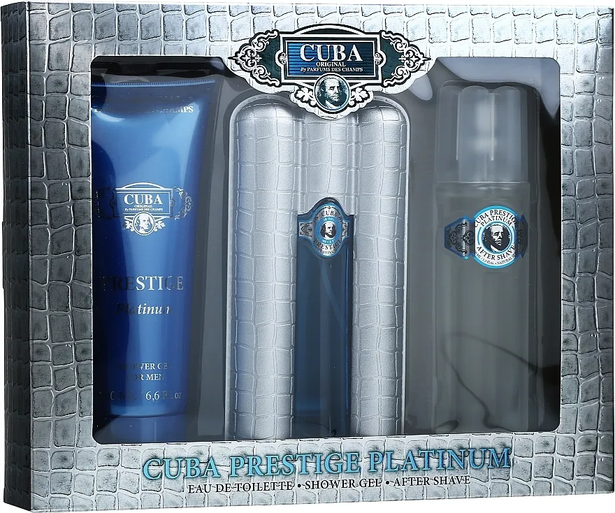 Set (edt/90ml + af/sh/200ml + sh/gel/100ml) Cuba Prestige Platinum