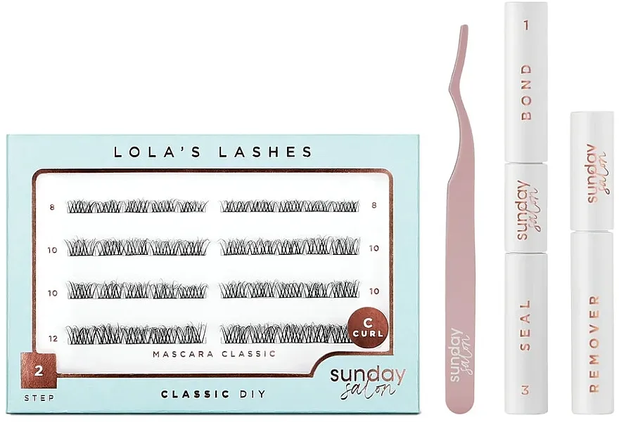 Set Lola's Lashes Mascara Classic Diy Lash Extensions Starter Set (bond/seal/2x3.5ml + remover/4ml + eyelashes/40pcs + applicator/1pcs)