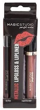 Set Magic Studio Metallic Lip Gloss &amp; Lipliner (lipgloss/3,8ml + lipliner/1g)