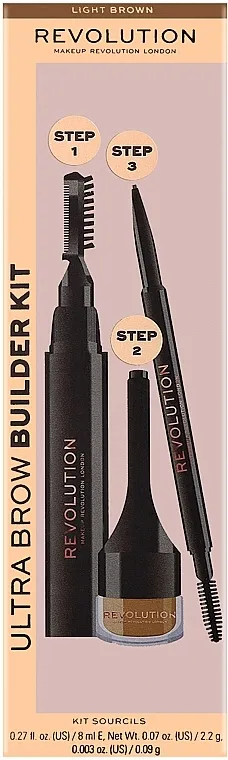 Set Makeup Revolution Ultra Brow Builder (wax/8ml + brow/pomade/2,2g + eye/crayon/0,09g)
