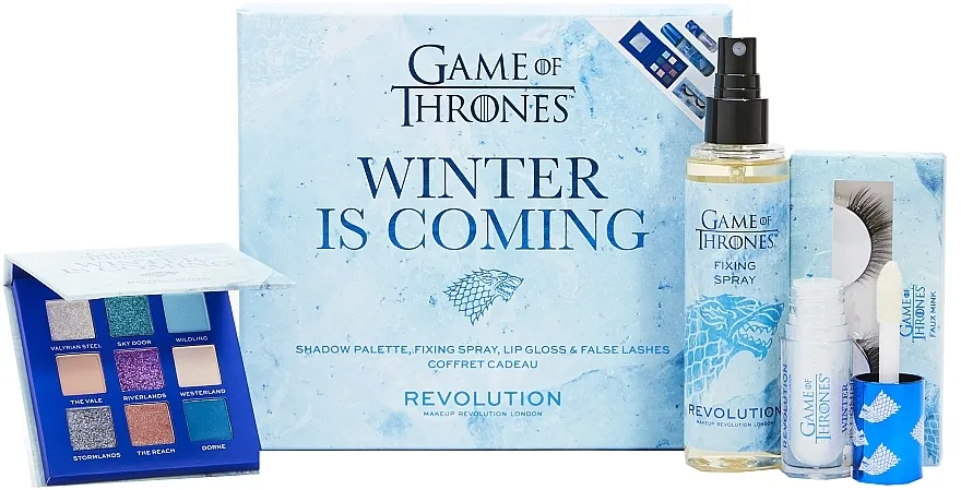 Set Makeup Revolution X Game Of Thrones Winter Is Coming (palette/7,2g + spray/100ml + lip/gloss/5ml + lashes/2pcs)