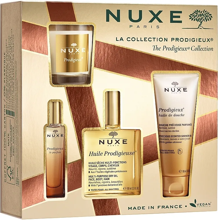 Set (perf/15ml + oil/100ml + sh/gel/100ml + candle/70g) Nuxe Prodigieux