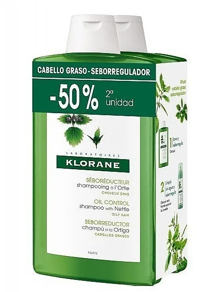 Set (sh/2x400ml) Klorane Seboregulating Treatment Shampoo with Nettle Extract