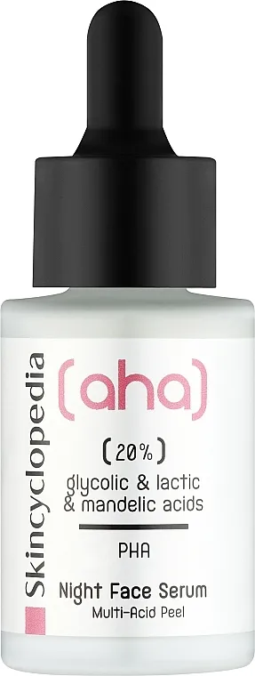Skincyclopedia Night Face Serum Night Peeling With 20% AHA &amp; PHA Noćni serum za lice s 20% AHA i PHA kiselina