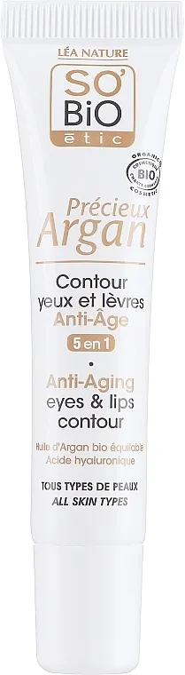 So'Bio Etic 5in1 Anti-Aging Eye &amp; Lip Contour Cream Krema za područje oko očiju i usne "Dragocjeni argan"