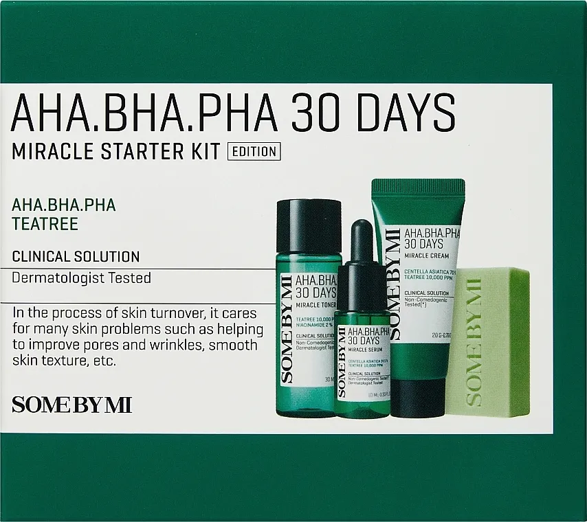 Some By Mi AHA BHA PHA 30 Days Miracle Mini Set (soap/30ml + ton/mini/30ml + ser/mini/10ml + f/cr/mini/20g)