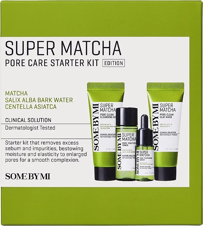 Some By Mi Super Matcha Pore Care Starter Kit (gel/42ml + mask/42g + toner/30ml + f/ser/10ml) Hair care set