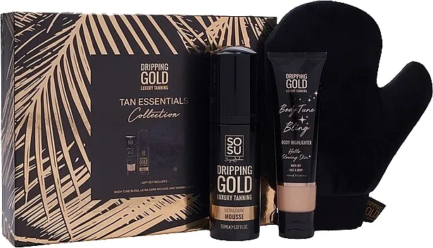 Sosu By SJ Dripping Gold Tan Essentials Set (mousse/150ml + highlighter/100ml + glove/1pc)