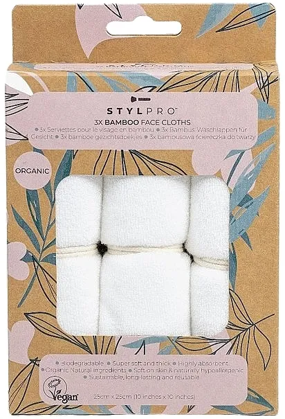 Stylideas Stylpro Bamboo Face Cloths Set peškira za lice, 3 kom.