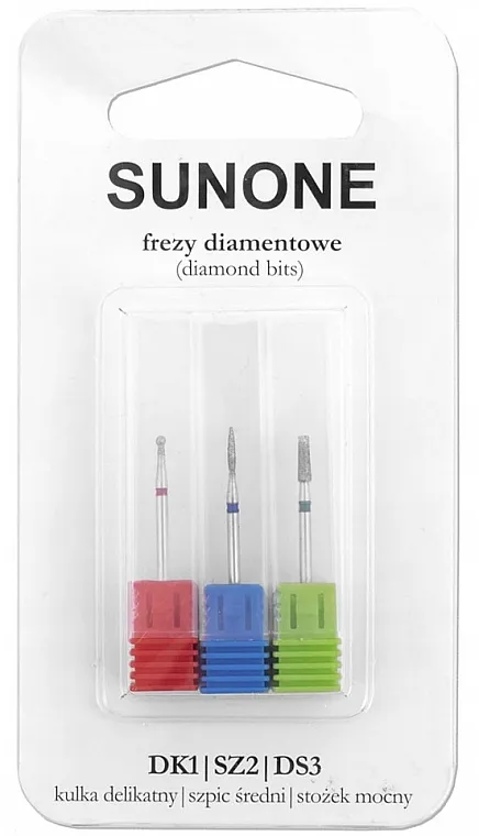 Sunone Diamond Nail Drill Set Set nastavaka za električnu turpiju, dijamantski, DK1/DSZ2/DS3, 3 kom.