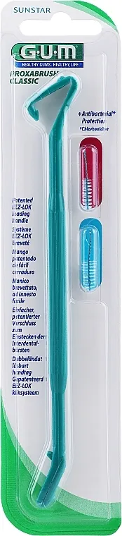 Sunstar Gum Proxabrush Classic Interdental Handle Držač za međuzubne četkice s dvije četkice, zeleni